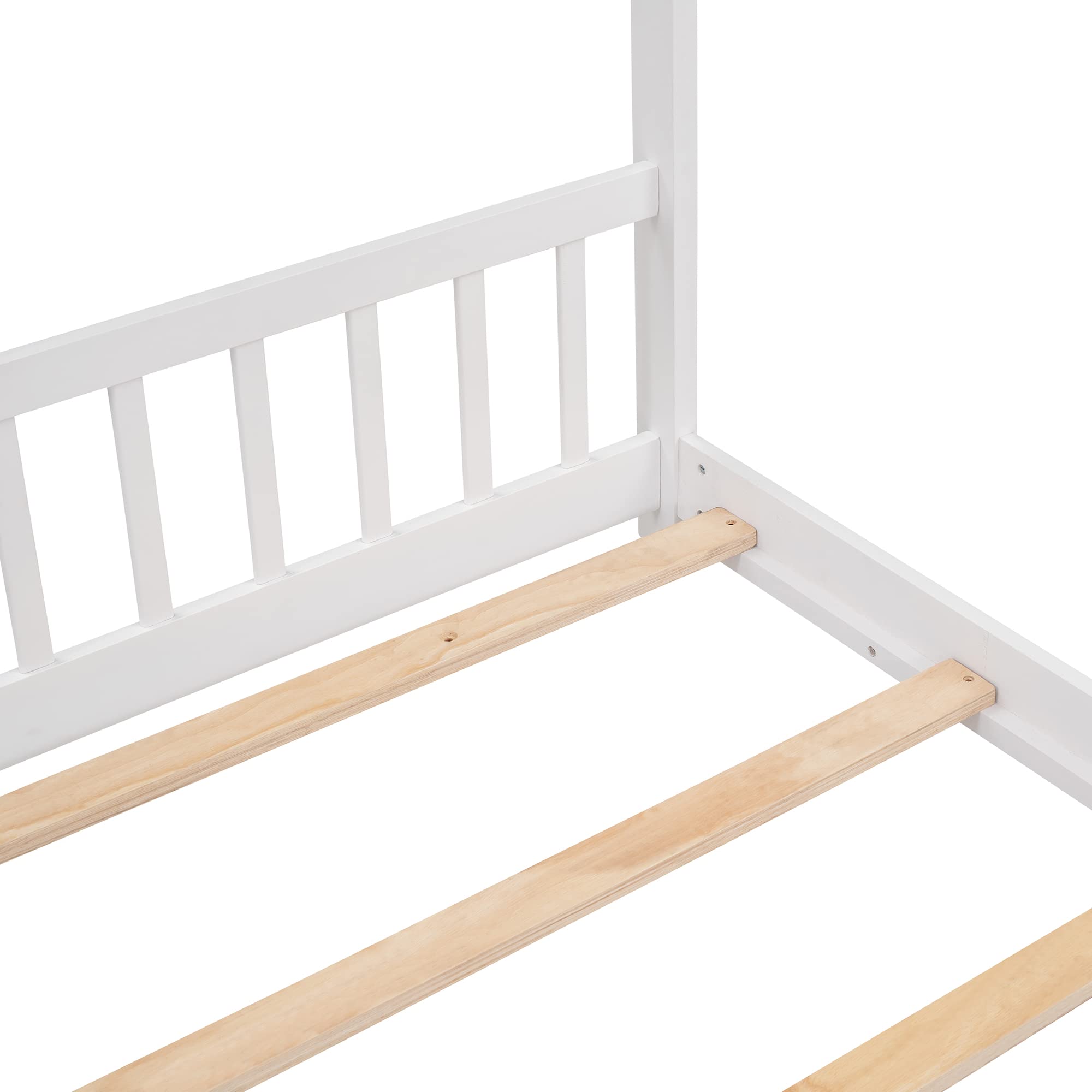 Harper & Bright Designs Full Size House Bed for Kids, Full Bed Frame with Headboard and Footboard, Wooden Kids House Bed for Girls Boys Bedroom Furniture, No Box Spring Needed, White