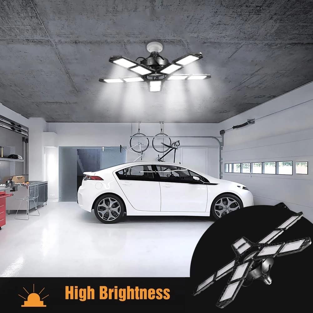 ANYPOWK LED Garage Lights - 18000 Lumen 6500K Daylight 180W, Five Leaf Led Garage Ceiling Lights, Pack of 2