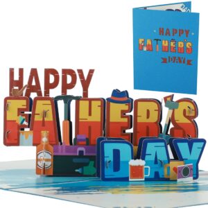 owoxer pop up fathers day card, happy funny fathers day card from daughter husband son wife, dad birthday card with envelope.