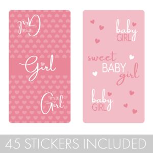 Pink It's a Girl Baby Shower Miniature Candy Wrappers, Sweet Baby Girl Party Favor Candy Labels - 45 Count