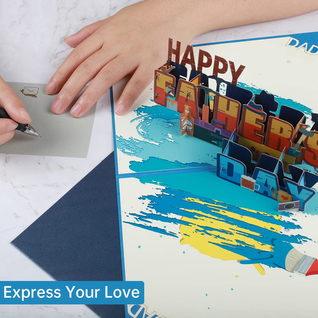 OWOXER Pop Up Fathers Day Card, Happy Funny Fathers Day Card From Daughter Husband Son Wife, Dad Birthday Card with Envelope.