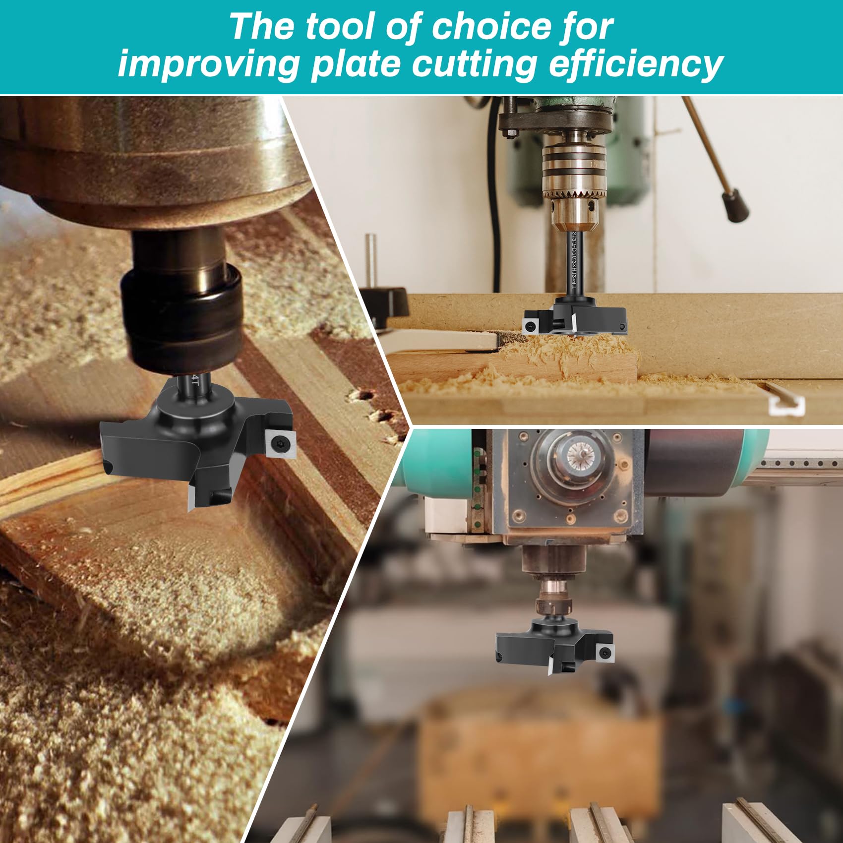 Chaoos CNC Spoilboard Surfacing Router Bit, 1/2" Shank 3" Cutting Diameter 4 Wing, Slab Flattening Router Bit Planing Bit Wood Planer Bit Woodworking Tools, 4 Additional Carbide Inserts