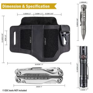 VIPERADE PL3 Multitool Sheath, Leather Sheath with DIY Patch Area, EDC Pocket Organizer for Men, Leatherman Sheath Flashlight Holder with Pen Holder, EDC Belt Organizer with Key Holder (A-Black)