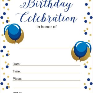 ZSTOWY 25 Pack of Royal Blue Birthday Invitation Cards with Envelopes for Men's Birthday Party