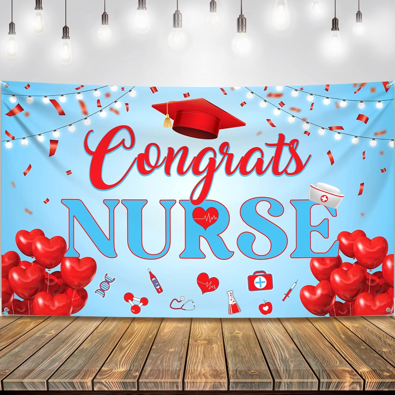 KatchOn, Congrats Nurse Banner Red and Blue - 72x44 Inch | Nurse Graduation Banner, Nursing Graduation Decorations Class Of 2024 | Congrats Nurse Party Decorations, Nursing Graduation Party Supplies