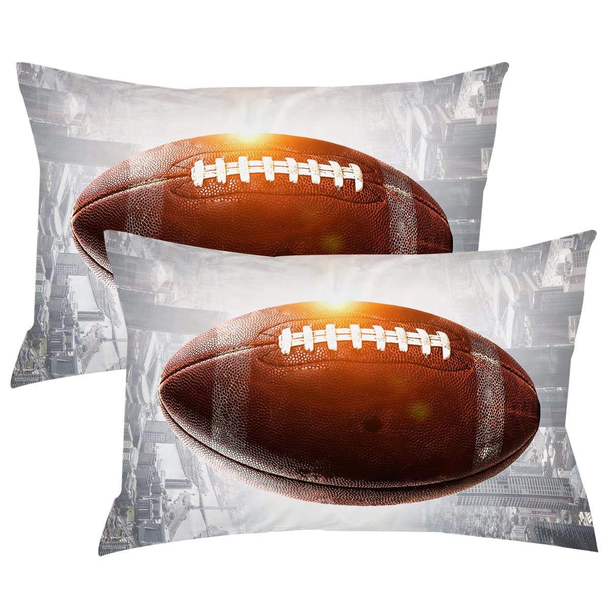 ARIGHTEX American Football Pillow Shams Sports Lover Pillowcase Kids Boys Teen Vintage Football Pillow Cases for Boys Room (Standard (20" x 26"),Set of 2)