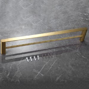 Towel Rail Bar, Stainless Steel Double Towel Holder, 40cm - 80cm Wall Mounted Polished Bath Towel Rack for Bathroom and Kitchen, Gold