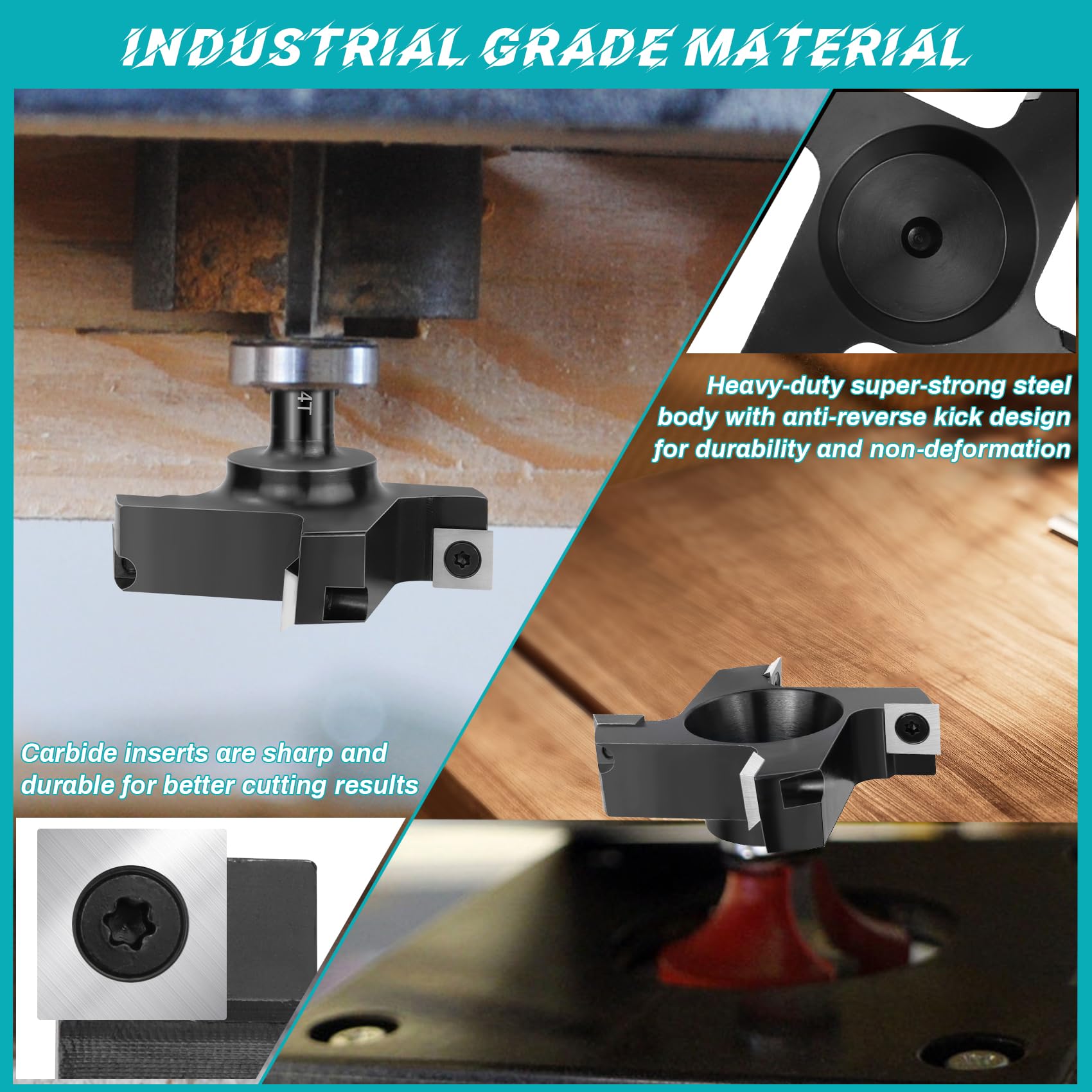 Chaoos CNC Spoilboard Surfacing Router Bit, 1/2" Shank 3" Cutting Diameter 4 Wing, Slab Flattening Router Bit Planing Bit Wood Planer Bit Woodworking Tools, 4 Additional Carbide Inserts