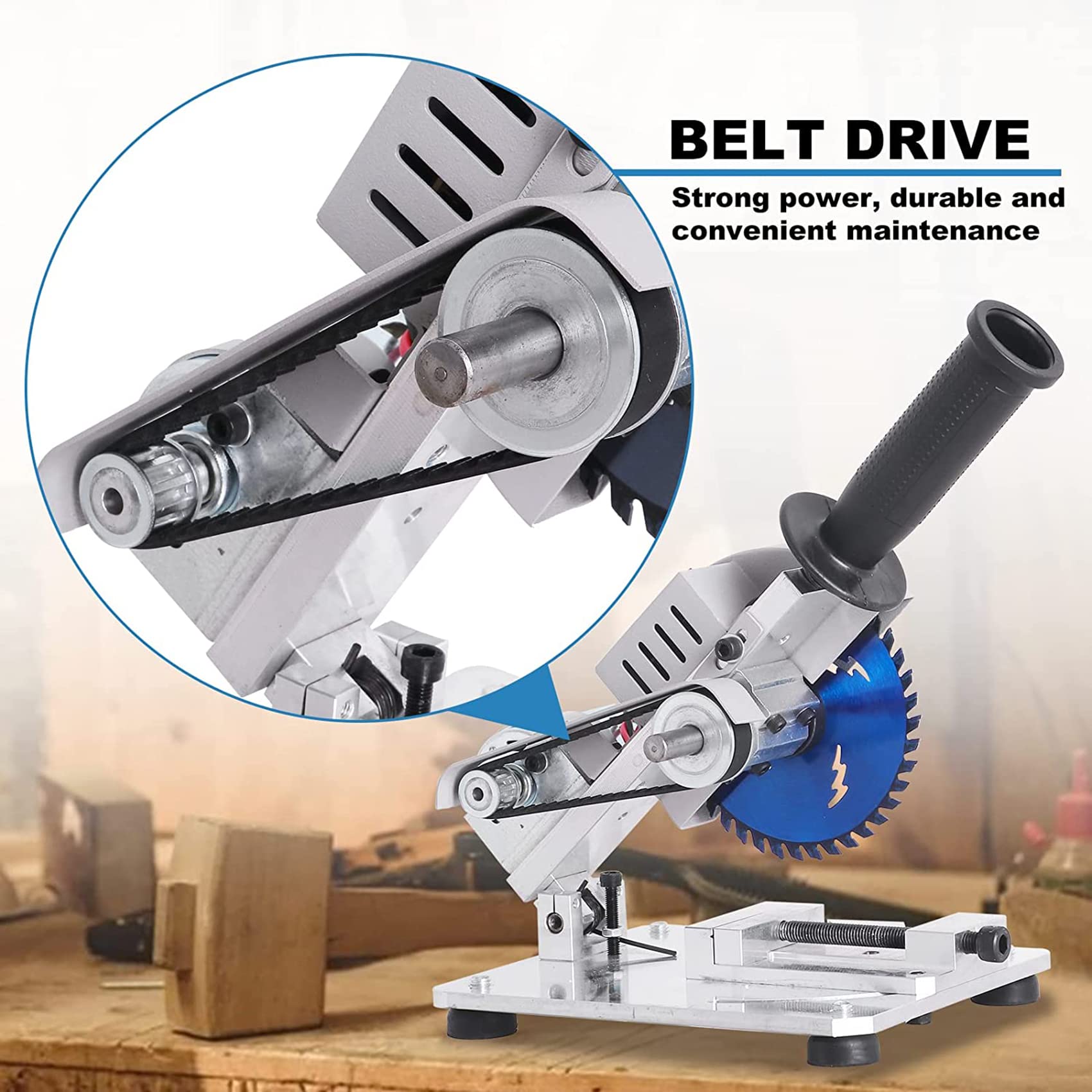 oiakus Mini Miter Saw, Portable Table Saw with 0-45° Angle and Height Adjustable for Soft Metal, Iron Sheet, Wood, Plastic, Aluminum Alloy Cutting