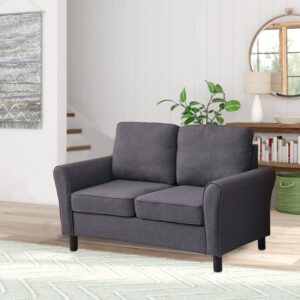 INSTORY Linen Loveseat Modern Sofa Comfy Couch for Living Room, Office, Bedroom - Grey