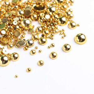 mixed sizes 2mm-8mm 1000pcs imitation pearls half ball flatback bead loose beads gem scrapbook craft diy decorations (mine gold)