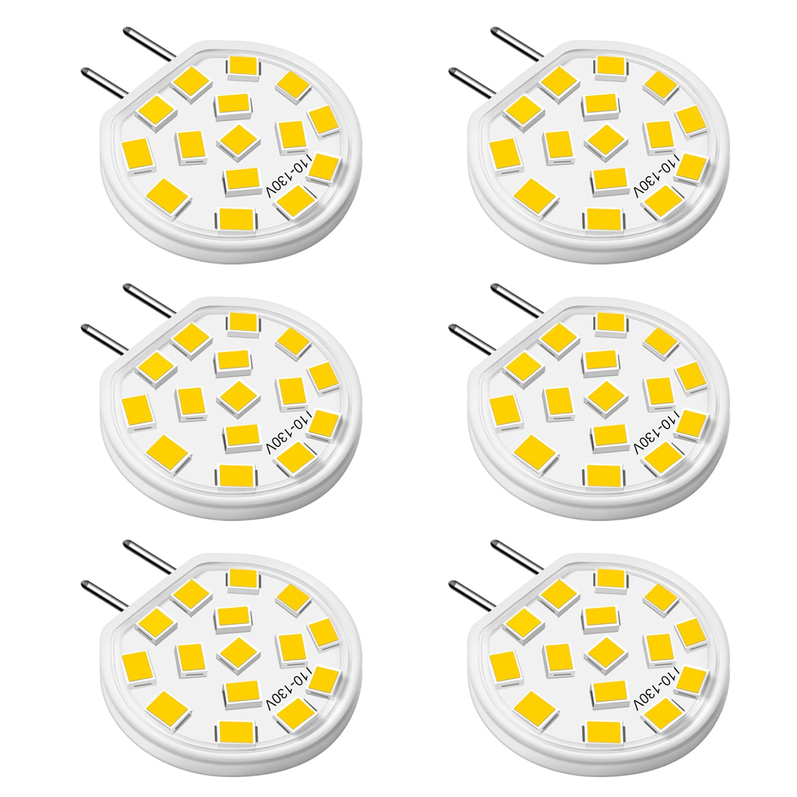 VITUNOV G8 LED Puck Light Bulbs, 3W Equivalent to 20W-25W Halogen Bulb, T4 JCD Type Bi-Pin Base, 120V Warm White 3000K G8 Bulbs for Under Cabinet, Counter Lighting, 6Pack