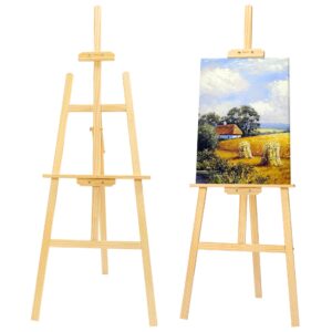 finenolo wooden painting easel, adjustable stand easel for canvas wedding signs, holds up to 48", art easel for adults artist beginners students