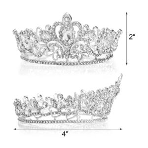 Dicunoy 2 Pack Crowns Tiaras for Little Girls, Vintage Gold Silver Crown Cake Topper, Small Crystal Diamond Princess Crown, Birthday, Prom, Christmas, Halloween Costume Party, Photo Shoot