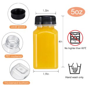 Fhxtcygj 30 Pack 5oz Reusable Empty Plastic Juice Bottles with Leak-Proof Caps Lids, Clear Water Bottle, Recyclable Drink Bulk Containers for Juicing, Smoothie, Milk and Other Homemade Beverages