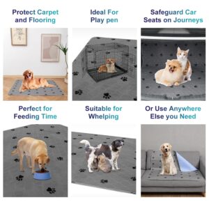 Washable Pee Pads for Dogs + Free Puppy Grooming Gloves/Quilted, Fast Absorbing Machine Washable Dog Whelping Pad/Waterproof Puppy Training Pad/Housebreaking Absorption Pads