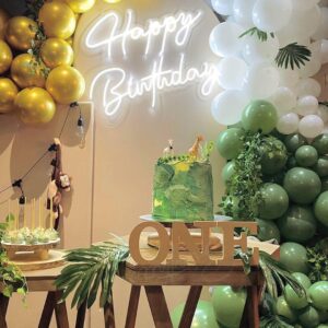 Sage Green Gold White Balloons Set, 50pcs 12 Inch Retro Sage Green Gold White Party Balloons Confetti Balloons with Ribbon for Birthday Wedding Baby Shower Graduation Eucalyptus Party Decorations