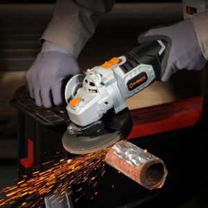 WORKSITE 20V Angle Grinder Cordless 4-1/2" Brushless Motor Angle Grinder Tool with 4.0 Ah Battery, 1-Hour Fast Charger and Adjustable Handle for Polishing, Grinding & Cutting