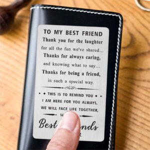 Laluminter to My Best Friend Engraved Wallet Card - Friend Forever - Friendship Gifts for Women Men Unique - Bff Birthday Card