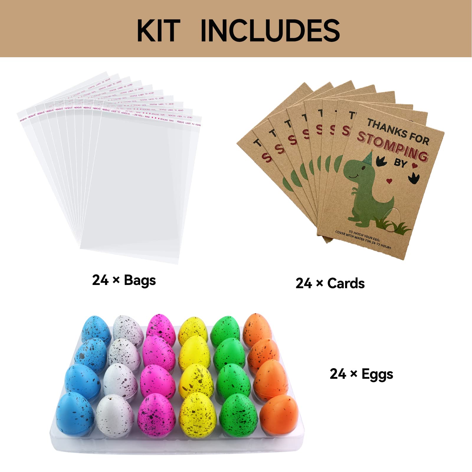 Y_Bong Dinosaur Party Favors - Dinosaur Birthday Party Supplies - 24 Pack Dino Egg Hatching Card Bulk - Funny Birthday Party Decorations for kids Boys Girls Toddler