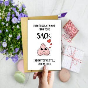 Huameigf Funny Bonus Dad Card For Fathers Day,Rude Greeting Card for Dad,Step Father Gifts From Stepdaughter Stepson,Stepdad Birthday Card,Even Though I’m Not From Your Sack Card