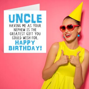 Stuff4 Funny Birthday Cards for Uncle - Having Me As Your Nephew Greatest Gift Wish - Joke Happy Birthday Card for Uncle from Nephew, Birthday Gifts, 5.7 x 5.7 Inch Mens Birthday Greeting Cards