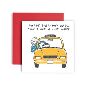 huxters funny dad birthday card - dad taxi driver - dad fathers day card - birthday cards for him me – 14.8cm by 14.8cm – (dad cab birthday)