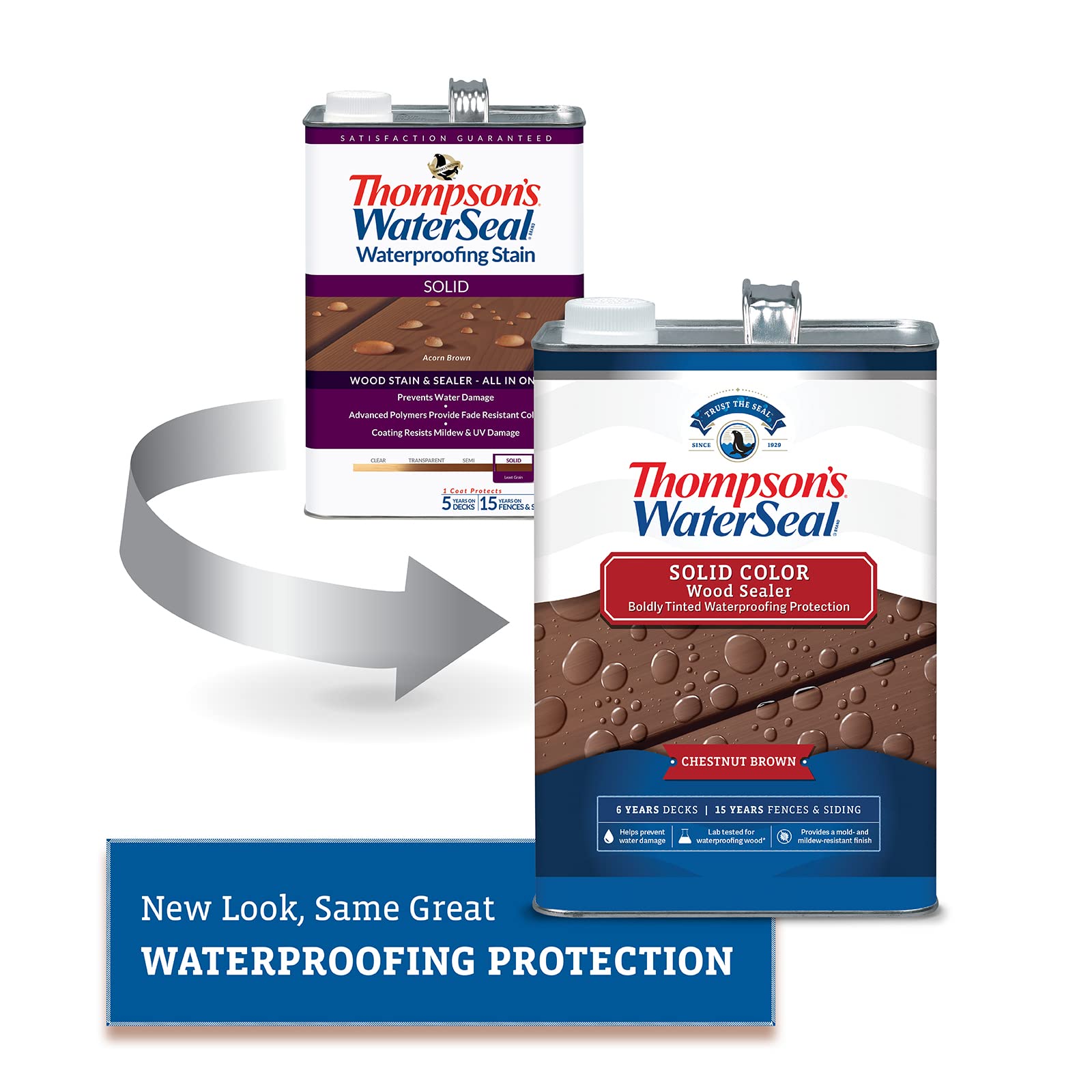 Thompson’s WaterSeal Solid Color Waterproofing Wood Stain and Sealer, Chestnut Brown, 1 Gallon