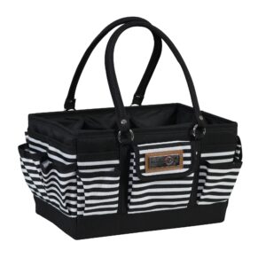 everything mary deluxe store and tote, black & white stripe - caddy for art, craft, sewing & scrapbooking supplies - craft organizers and storage with many compartments