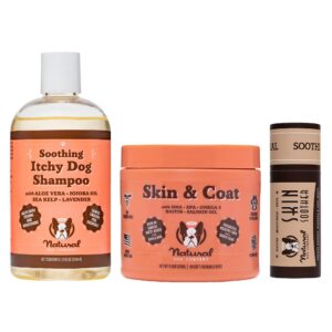 natural dog company complete itch kit for dogs, skin & coat supplement, itchy dog shampoo, skin soother healing balm, all natural ingredients