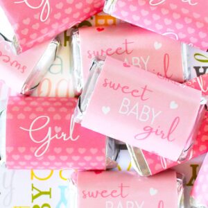 Pink It's a Girl Baby Shower Miniature Candy Wrappers, Sweet Baby Girl Party Favor Candy Labels - 45 Count