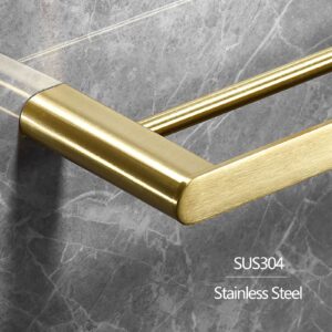 Towel Rail Bar, Stainless Steel Double Towel Holder, 40cm - 80cm Wall Mounted Polished Bath Towel Rack for Bathroom and Kitchen, Gold