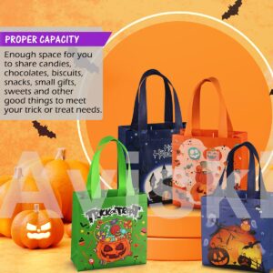 Aviski 8PCS Halloween Trick or Treat Bags, Small Halloween Tote Bags with Handles, Gift Bags, Multifunctional Non-Woven Halloween Bags for Gifts Wrapping, Trick or Treat, Halloween Party Supplies