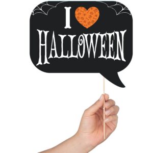 Halloween Photo Booth Props - 41-pc Photobooth Kit with 8 x 10-Inch Sign, 60 Adhesive Pads, and 45 Sticks - Halloween Photo Props - Halloween Selfie Props - Halloween Photo Booth Decorations