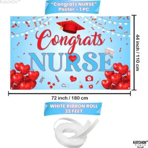 KatchOn, Congrats Nurse Banner Red and Blue - 72x44 Inch | Nurse Graduation Banner, Nursing Graduation Decorations Class Of 2024 | Congrats Nurse Party Decorations, Nursing Graduation Party Supplies