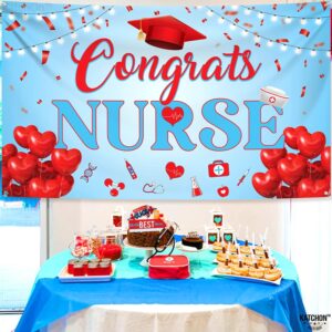 KatchOn, Congrats Nurse Banner Red and Blue - 72x44 Inch | Nurse Graduation Banner, Nursing Graduation Decorations Class Of 2024 | Congrats Nurse Party Decorations, Nursing Graduation Party Supplies