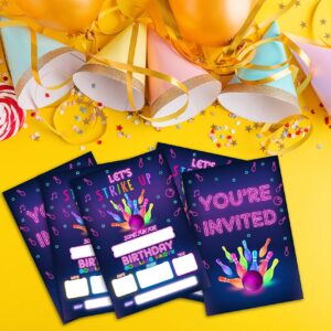 Let's Strike Up Bowling Birthday Party Invitations - Bowling Party Supplies - Fill in The Blank Birthday Party Invites - 20 Invitation Cards With 20 Envelopes - (006A)