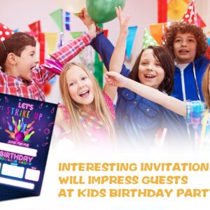 Let's Strike Up Bowling Birthday Party Invitations - Bowling Party Supplies - Fill in The Blank Birthday Party Invites - 20 Invitation Cards With 20 Envelopes - (006A)