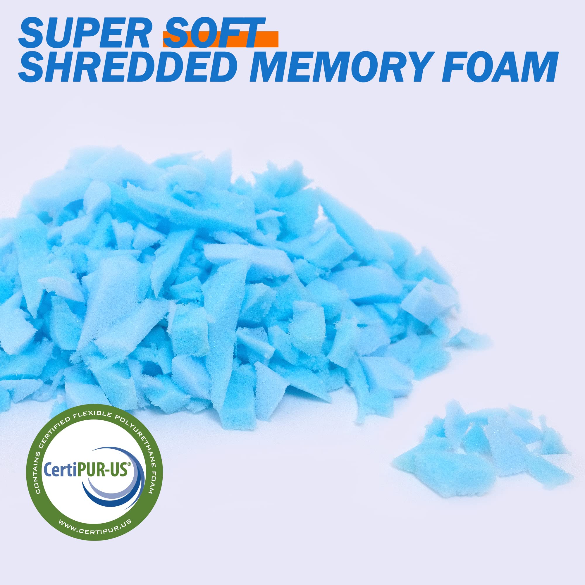 Amorstra Bean Bag Filler Shredded Memory Foam Filling 5 Pounds, Pouf Ottoman Stuffing Material for Couch Pillows, Cushions, Dog Bed Stuffed Animals and Bean Bag Refill - Blue