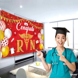 KatchOn, Congrats RN Graduation Banner - Large 72x44 Inch | Red Congrats Nurse Banner, Nurse Graduation Decorations | RN Graduation Party Decorations, Nursing Graduation Decorations Class Of 2024