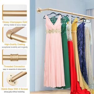 Gold Wall Mount Iaundry Drying Rack - 54" Pipe Garment Rack, Portable Heavy Duty Iron Closet Hanger Rod, Modern Metal Detachable DIY Hanging Bar for Laundry Room and Closet Storage