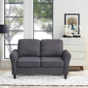 INSTORY Linen Loveseat Modern Sofa Comfy Couch for Living Room, Office, Bedroom - Grey