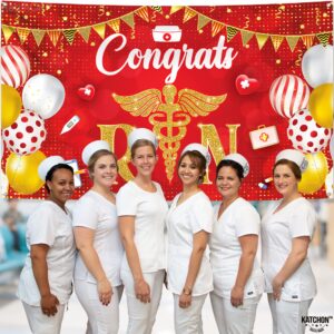 KatchOn, Congrats RN Graduation Banner - Large 72x44 Inch | Red Congrats Nurse Banner, Nurse Graduation Decorations | RN Graduation Party Decorations, Nursing Graduation Decorations Class Of 2024