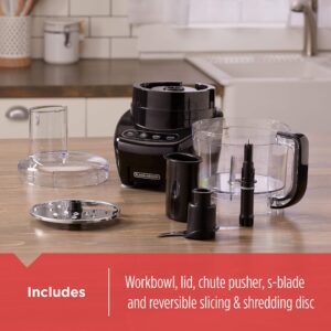 BLACK+DECKER Food Processor and Vegetable Chopper, Stainless Steel Blade, 8-Cup Capacity, 450W Power with Attachments to Shred, Slice, Mince, Grind, and Puree