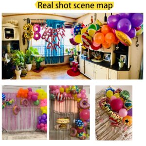 87 Pcs Candy Balloon Garland Arch Kit- Lollipop Mylar Foil Balloon Pink and Yellow Orange Purple Rose Red Balloons for child Birthday Party Baby Shower Background Wall Decor