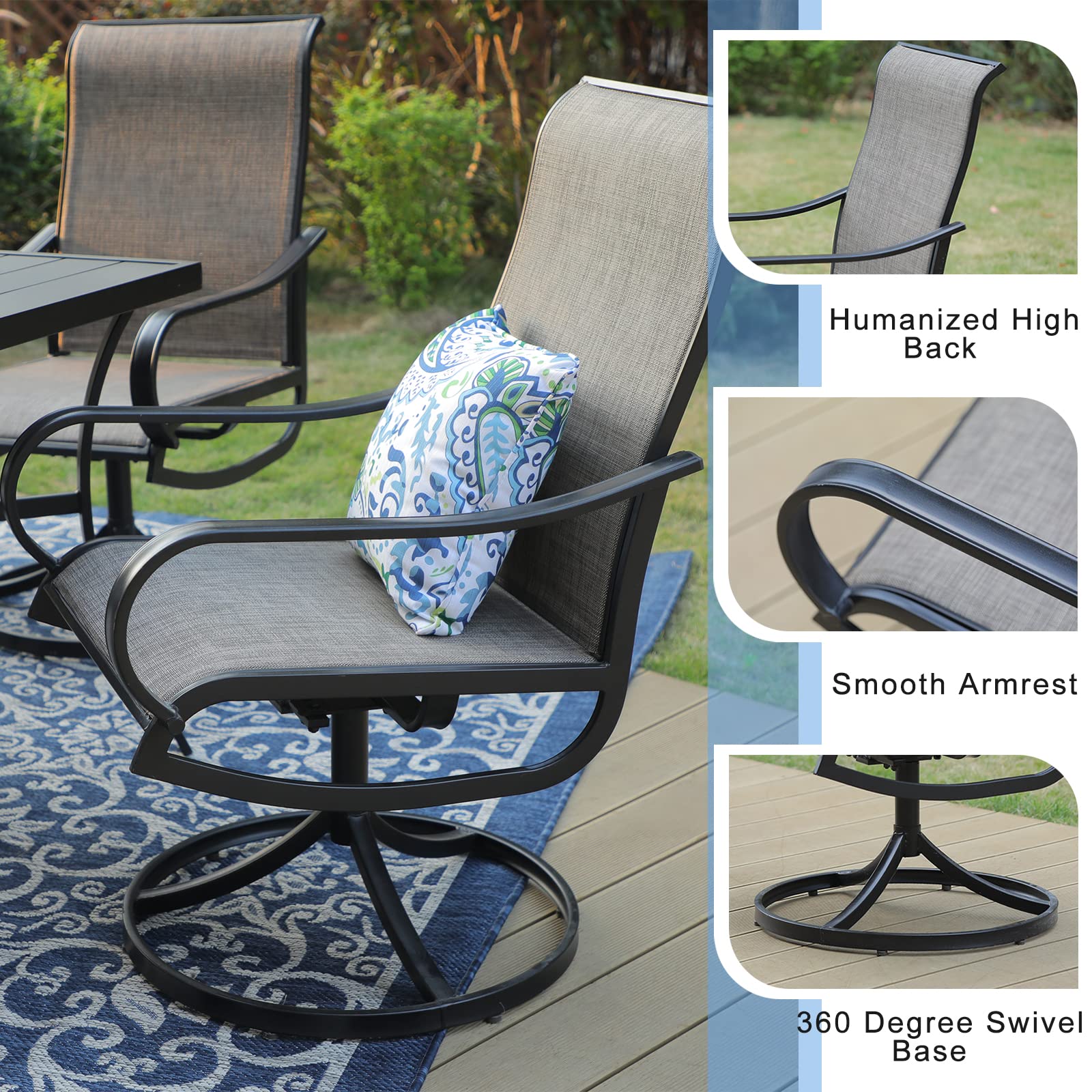 Sophia & William Patio Chairs Outdoor Swivel Dining Chairs Textilene Patio Dining Chairs Outdoor Furniture Chairs Set of 4 for Lawn Garden Backyard Pool Weather Resistant-Black Frame