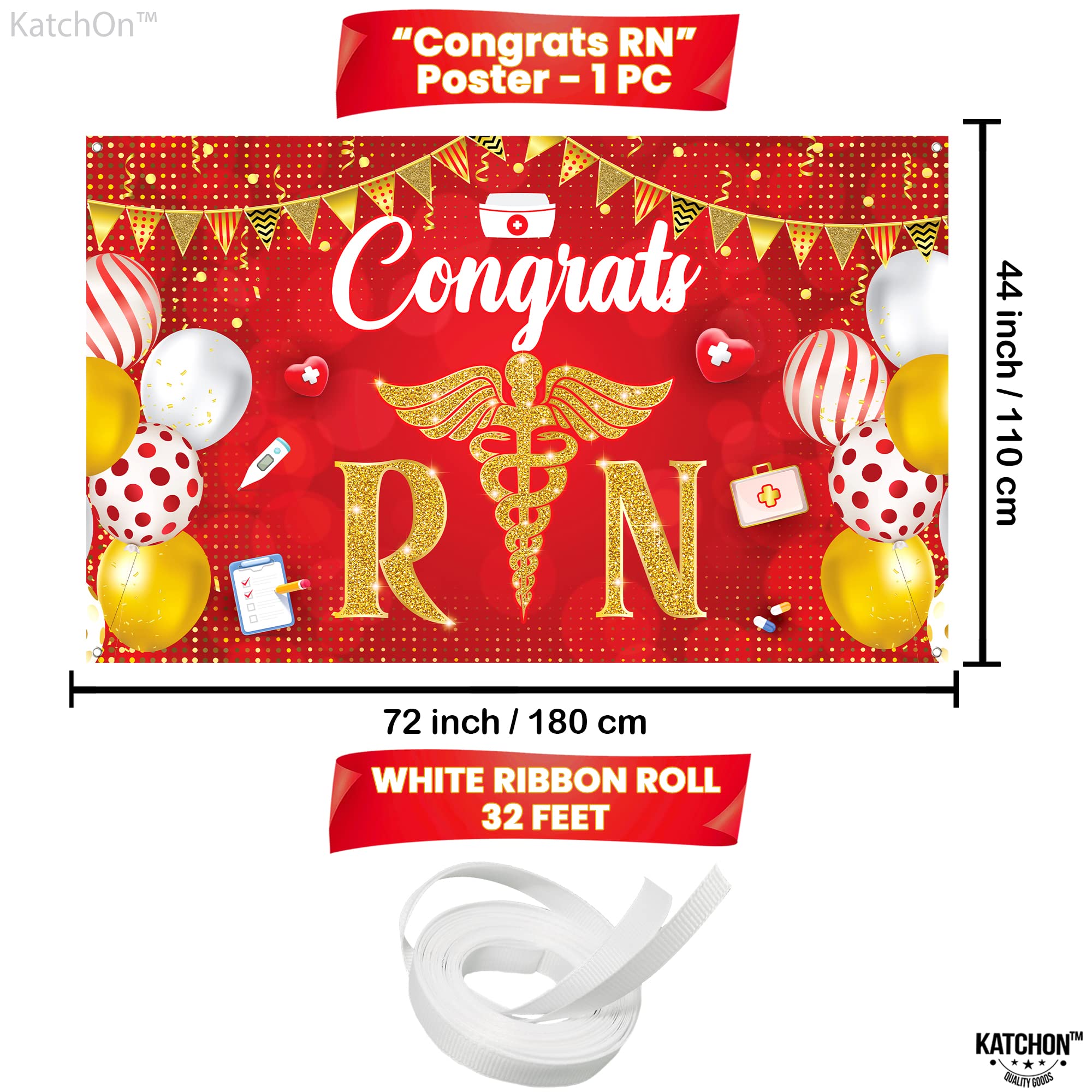 KatchOn, Congrats RN Graduation Banner - Large 72x44 Inch | Red Congrats Nurse Banner, Nurse Graduation Decorations | RN Graduation Party Decorations, Nursing Graduation Decorations Class Of 2024