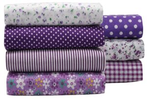 ozxchixu 7pcs/lot purple series floral cotton fabric quilting patchwork fabric fat quarter bundles fabric for scrapbooking cloth sewing diy crafts handmade bags pillows 19.7x19.7inches