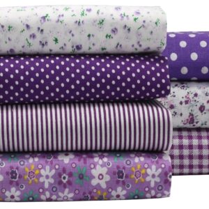 OZXCHIXU 7PCS/lot Purple Series Floral Cotton Fabric Quilting Patchwork Fabric Fat Quarter Bundles Fabric for Scrapbooking Cloth Sewing DIY Crafts Handmade Bags Pillows 19.7X19.7inches