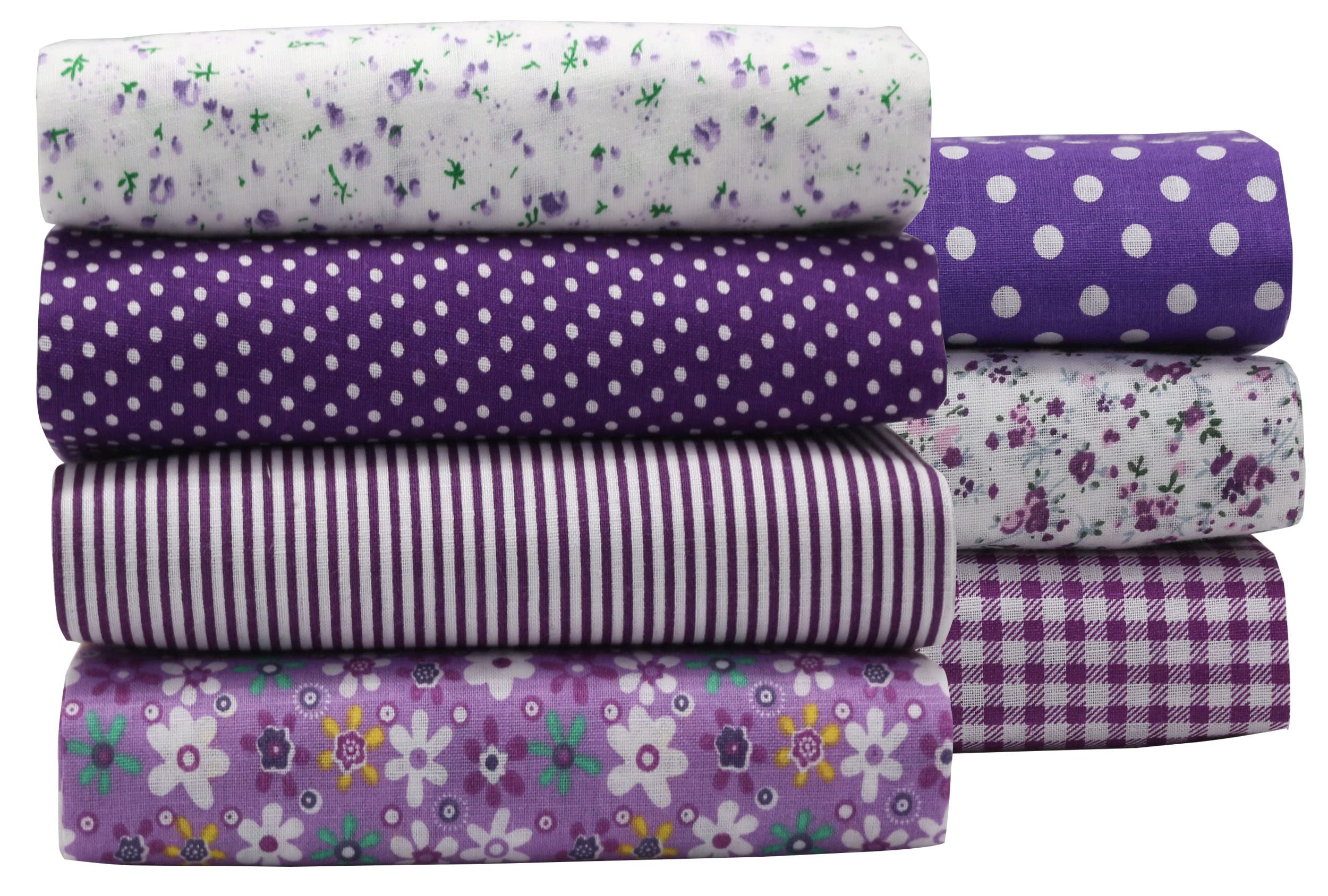 OZXCHIXU 7PCS/lot Purple Series Floral Cotton Fabric Quilting Patchwork Fabric Fat Quarter Bundles Fabric for Scrapbooking Cloth Sewing DIY Crafts Handmade Bags Pillows 19.7X19.7inches